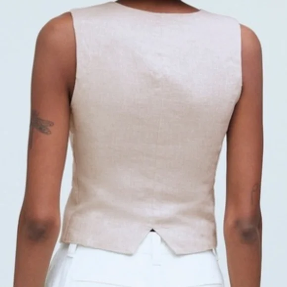 Madewell 100% Linen Vest In Cream/Natural Undyed - Picture 2 of 10